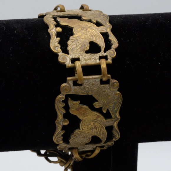 Vintage metal Panel bracelet featuring Bird designs - Picture 4 of 16
